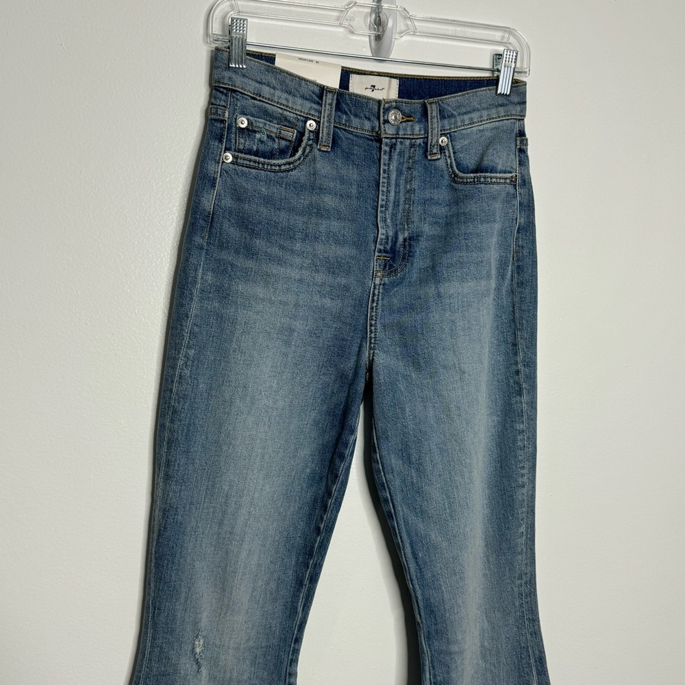 7 For All Mankind Light Blue High-Waist Flare Jeans - Picture 9 of 12